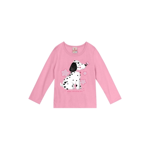 Blusa Manga Longa Brandili Feminina Infantil Cachorrinho Algodão 1/3