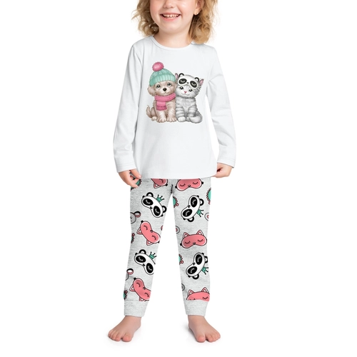 Pijama Manga Longa Kyly Feminino Infantil "Brilha no Escuro" Com Máscara Meia Malha De Algodão 4/8