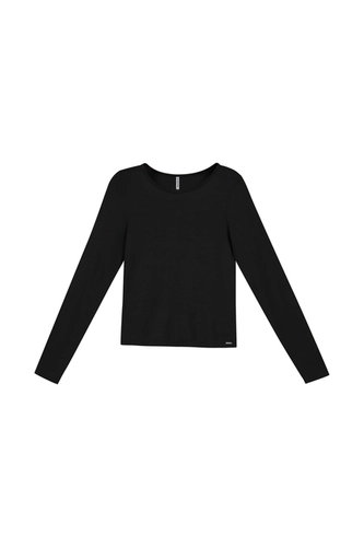 Blusa Manga Longa Marialícia Adulto Feminina Gola Redonda Em Viscose