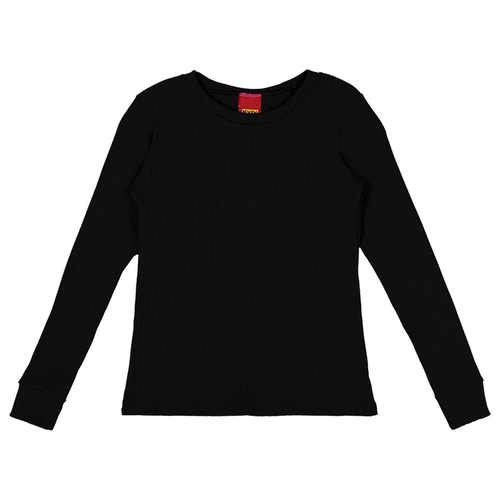 Blusa Manga Longa Kyly Feminina Juvenil Básica Em Malha Ribana Canelada