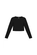 Blusa Cropped Manga Longa Marialícia Adulto Feminina Canelada Gola Redonda Em Poliviscose - PRETO-PRETO