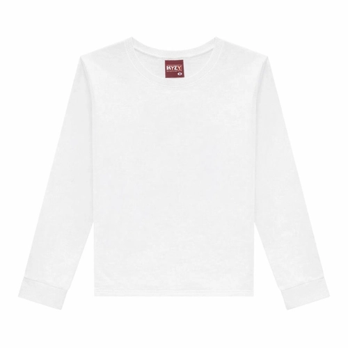 Camiseta Manga Longa Kyly Masculina Juvenil Básica Com Punho Meia Malha Algodão
