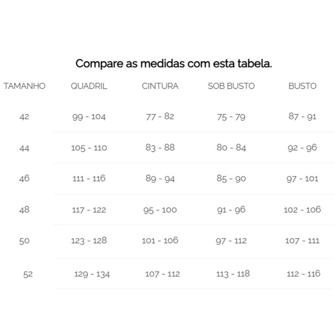 Tabela de Medidas