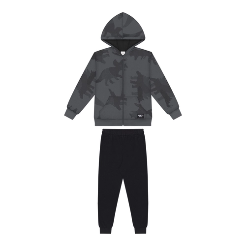 Conjunto Alakazoo! Masculino Infantil Jaqueta Camuflada Moletom Com Calça Jogger Malha Piquet 01/03