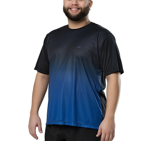 Camiseta Fitness Manga Curta Elite Masculina Adulto Estampa Degradê Microfibra