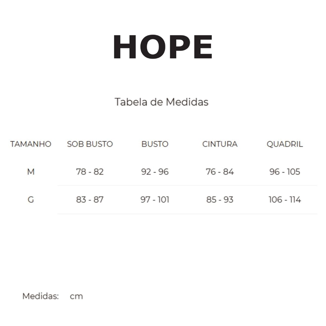 Tabela de Medidas