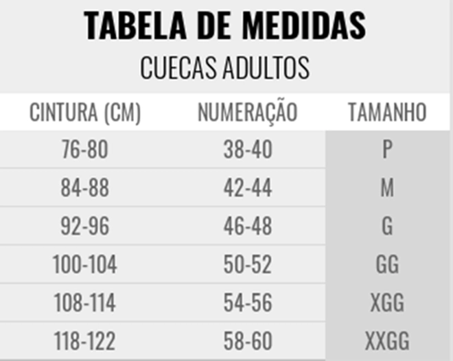 Tabela de Medidas