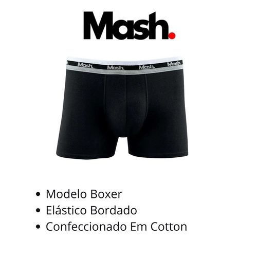 Cueca Boxer Mash Adulto Com Elástico Bordado Em Cotton