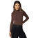Blusa Manga Longa Loba Feminina Adulto Gola Alta Sem Costura - 7530-CANELA
