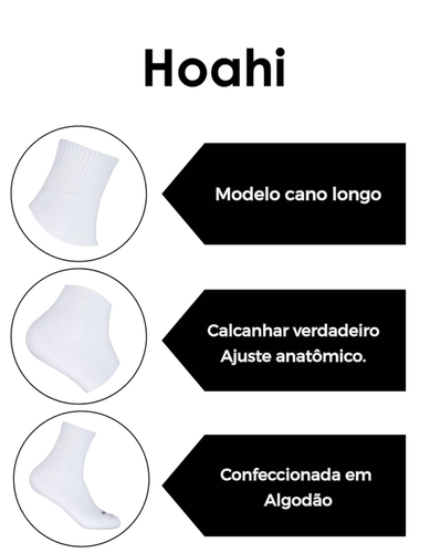 Kit 3 Pares Meias Cano Longo Adulto Masculina Em Algodão