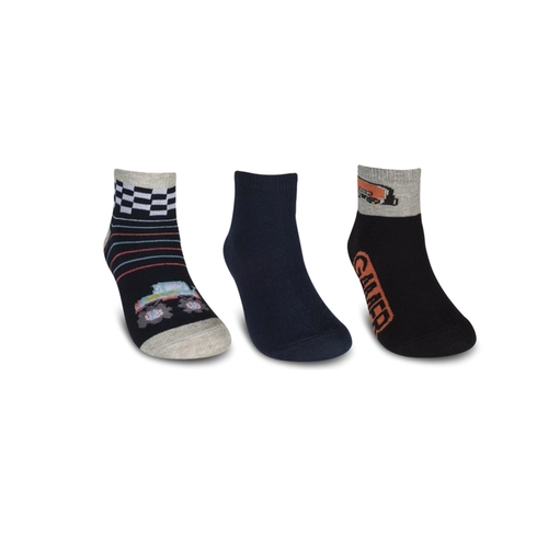 Kit 3 Pares Meias Cano Curto Hoahi Juvenil Masculina Estampadas Em Algodão