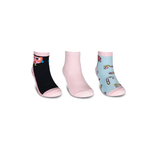 Kit 3 Pares Meias Cano Curto Hoahi Juvenil Estampadas Em Algodão