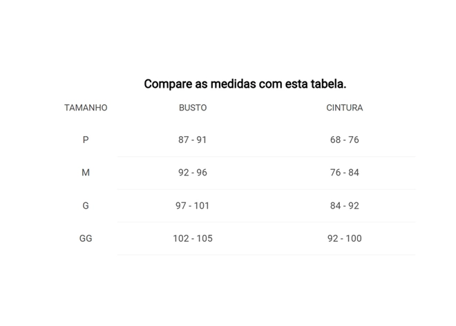 Tabela de Medidas