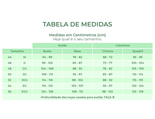Tabela de Medidas