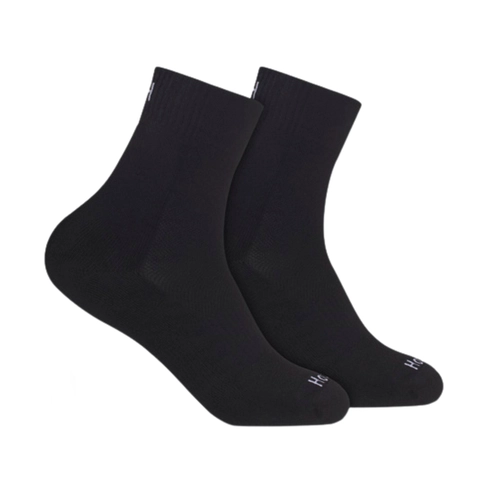 Kit 2 Pares Meias Cano Logo Pretas Esportivas Hoahi Sport Adulto Masculinas Algodão
