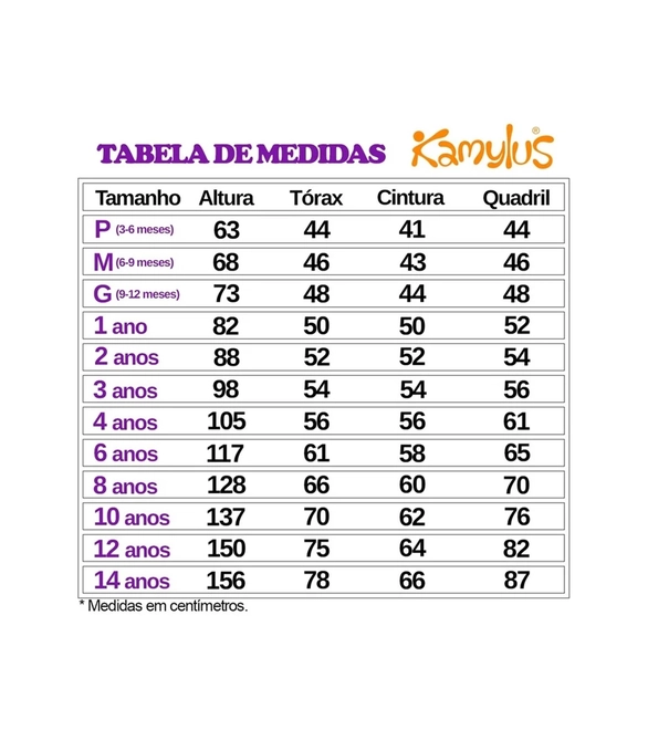 Tabela de Medidas