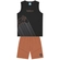 Conjunto kamylus Juvenil Masculino Regata "Game On" E Bermuda Em Algodão - PT0020-PRETO NOVO