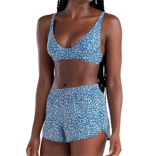 Shorts Praia She Feminino Adulto Microfibra Estampa Azul Liberty Floral