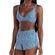 Shorts Praia She Feminino Adulto Microfibra Estampa Azul Liberty Floral - AZ02-AZUL DENIM