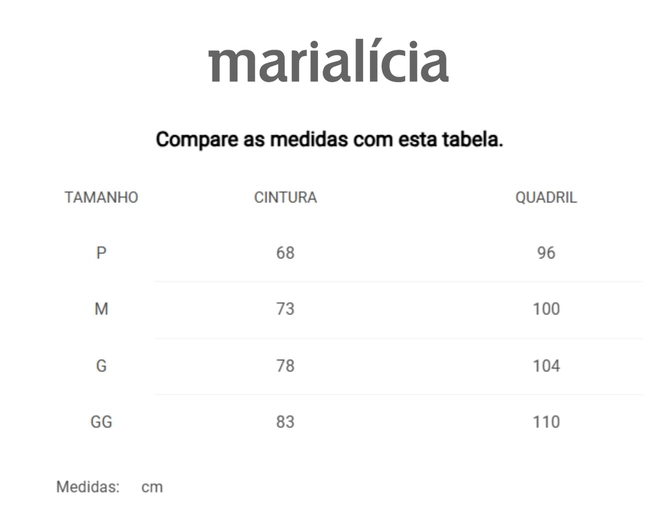 Tabela de Medidas
