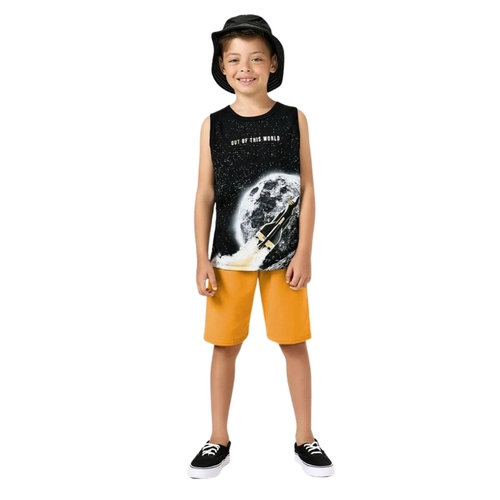 Conjunto Kyly Masculino Juvenil Regata Estampas Sortidas Com Bermuda Moletom