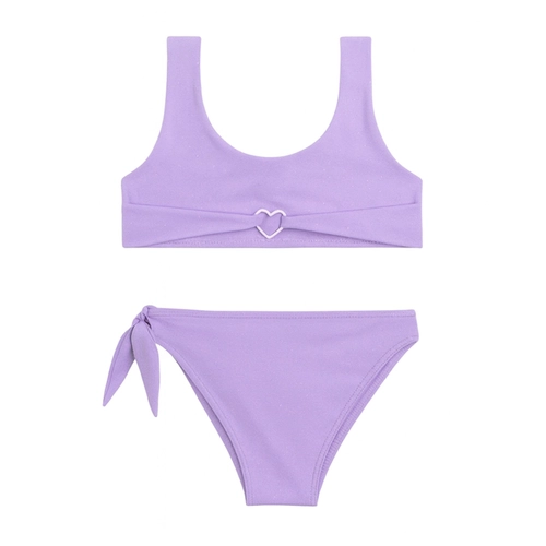 Conjunto Biquíni Costão Feminino Infantil Top Coração E Calcinha Em Tecido Com Brilho 4/10