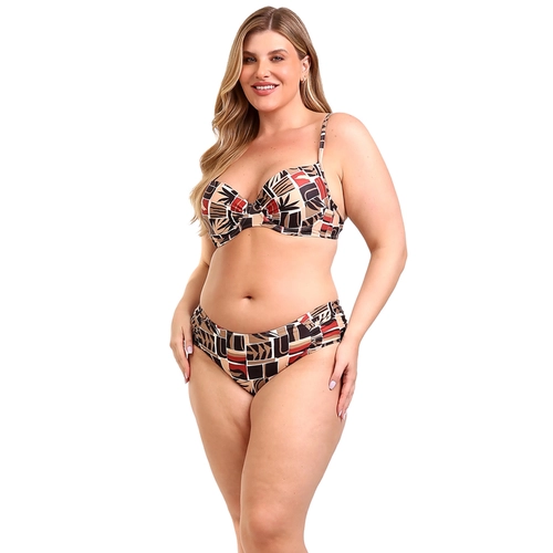 Biquíni Marcyn Adulto Top Bojo Fixo E Calcinha Laterais Franzidas Estampado
