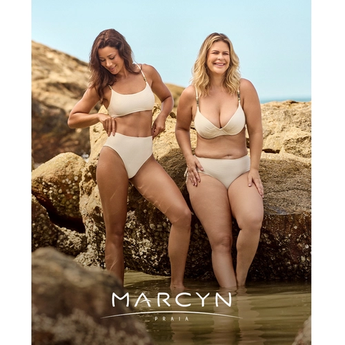 Biquíni Marcyn Adulto Top Bojo Fixo E Calcinha Com Laterais Reguláveis Textura Cintilante/Estampado