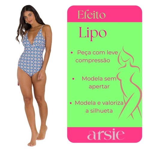 Maiô Modelador De Alcinha Arsie Efeito Lipo Com Bojo Removível UV50+