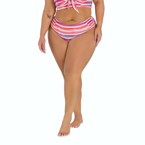 Biquíni Calcinha Plus Size Arsie Efeito Lipo Mid Laterais Drapeadas UV50+