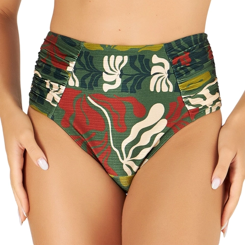 Biquíni Calcinha Max Drapee Banho de Mar Estampado Zero Barriga UV50+
