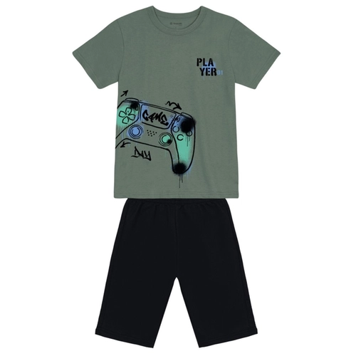 Conjunto Brandili Masculino Juvenil De Algodão Com bermuda Moletinho