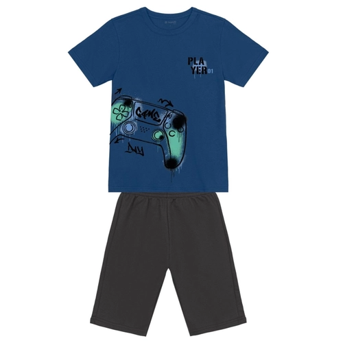 Conjunto Brandili Masculino Juvenil De Algodão Com bermuda Moletinho