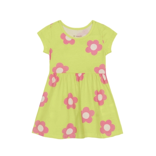 Vestido Manga Curta Brandili Infantil Em Algodão Estampa Sortida 1/3