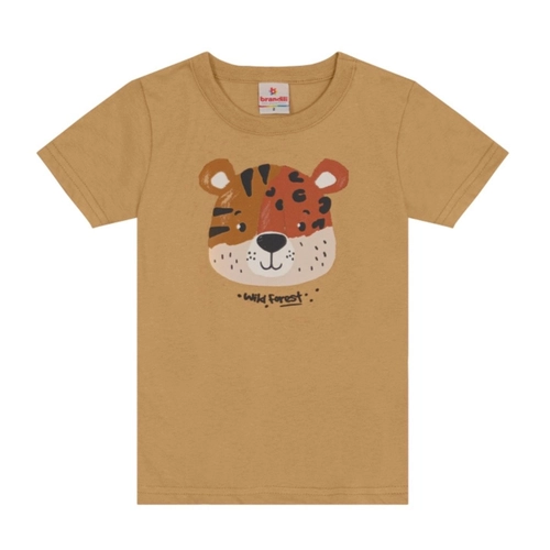 Camiseta Manga Curta Brandili Masculino Infantil Tigre Em Algodão 1/3