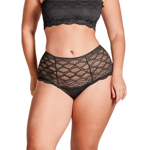 Calcinha Cintura Alta Duloren Microfibra E Renda Anastasia