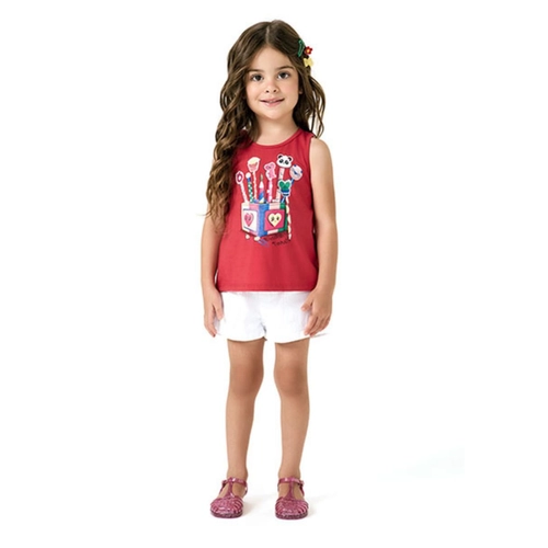 Blusa Regata kyly Feminina Infantil Lápis divertidos Em Algodão 1/3