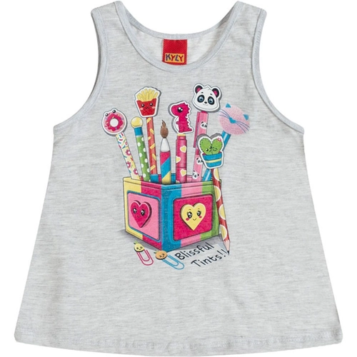 Blusa Regata kyly Feminina Infantil Lápis divertidos Em Algodão 1/3