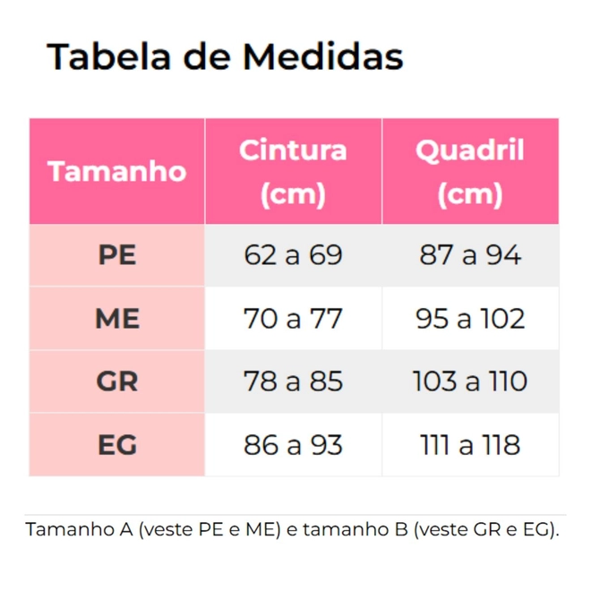 Tabela de Medidas