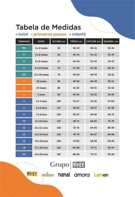 Tabela de Medidas