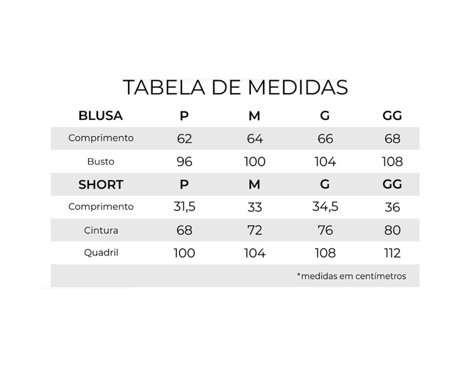 Tabela de Medidas