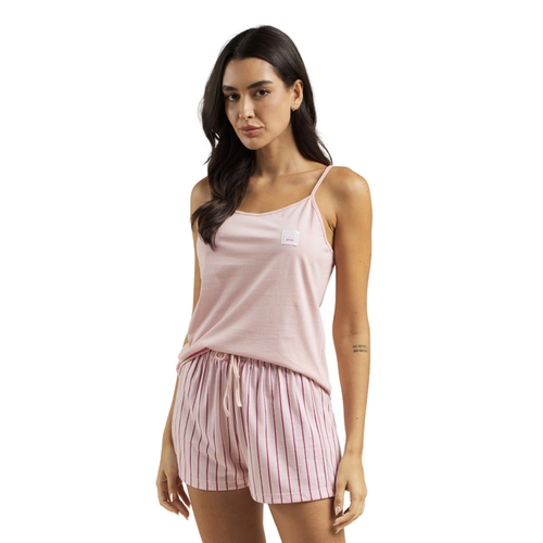 Pijama Short Doll Aurora Joaquina Feminino Adulto Alças Finas Malha Poliviscose
