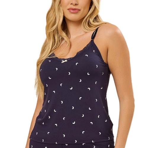 Pijama Short Doll Alças Finas Daisy Days Feminino Adulto Marinho Viscolycra