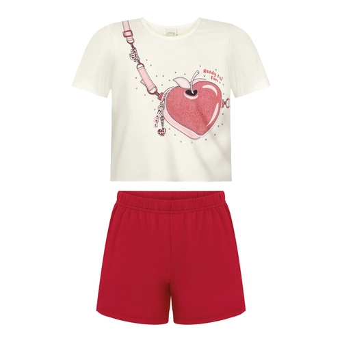 Conjunto Alakazoo! Feminino Juvenil Blusa Manga Curta Com Shorts Moletom