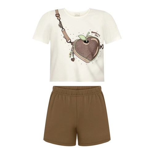 Conjunto Alakazoo! Feminino Juvenil Blusa Manga Curta Com Shorts Moletom