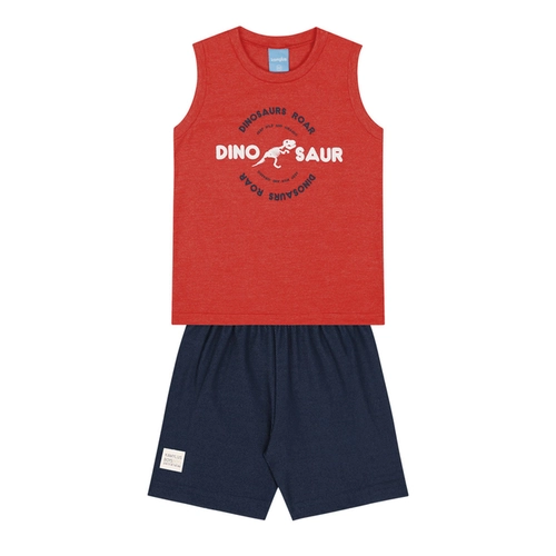 Conjunto Kamylus Masculino Infantil Regata Dino E Bermuda Cotton Jeans 4/10