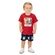 Conjunto Kyly Masculino Bebê Camiseta "Amiguinhos" E Bermuda Moletom Estampado Algodão - 4372-VERMELHO