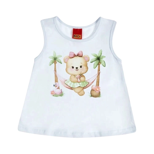 Blusa Regata Kyly Feminino Infantil Ursinha Em Algodão 1/3