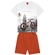 Conjunto Kyly Masculino Juvenil Camiseta Estampas Variadas E Bermuda Moletom - 0001-BRANCO