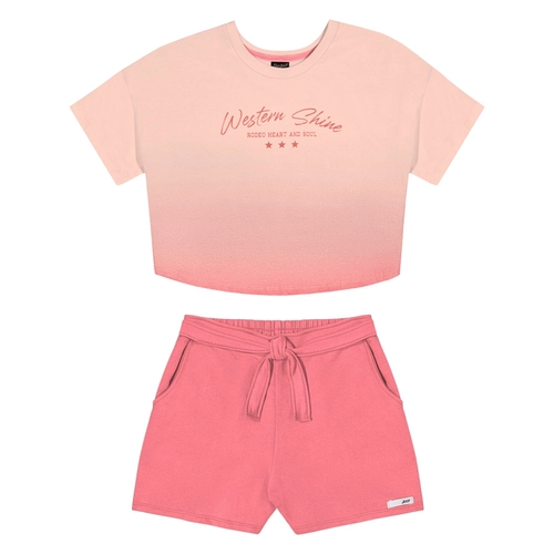 Conjunto Elian Beats Feminino Juvenil Blusa Cropped Com Shorts Moletinho
